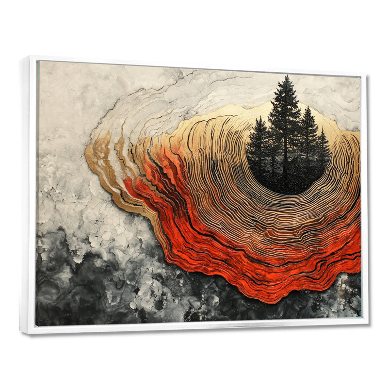 Paysage de rivière Graeff forêt ambrée du soleil III - forêt grand art mural, H 34 po x l 44 po, Cadre flottant, Blanc