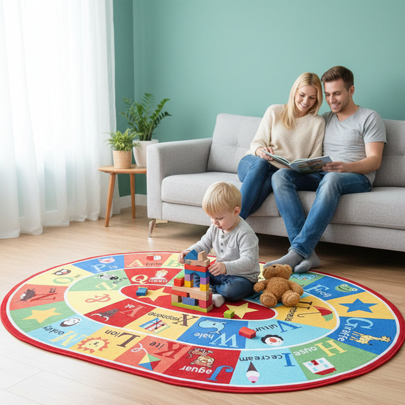 Tapis pour enfants Furnish my Place Mcclanahan 745 ABC | Alphabet éducatif | Tapis animaux animaux | Design contemporain | Multicolore