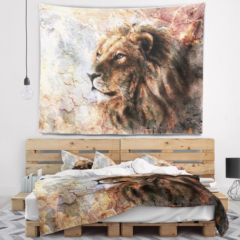 Tapisserie pacifique du lion Animal, H 50 po x l 60 po