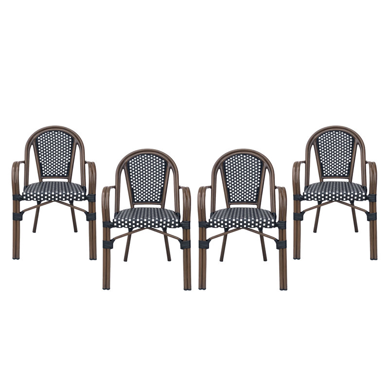 Chaises de bistro d'extérieur Sausalito, Noir / blanc