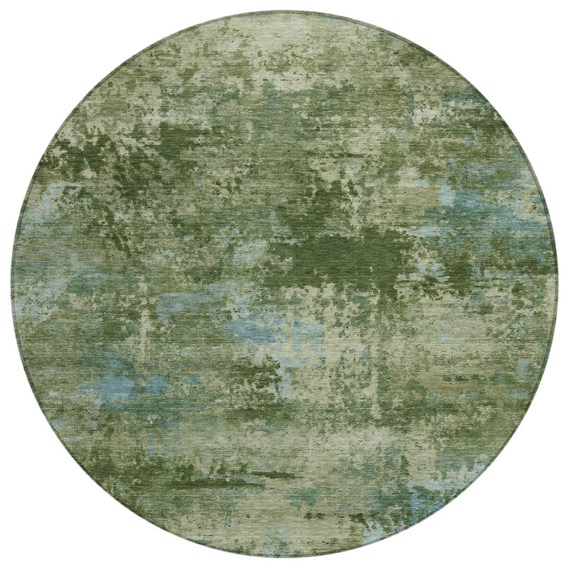 Machine Washable Indoor/Outdoor Kerwin ACN2370 Abstract Rug, Round 8'