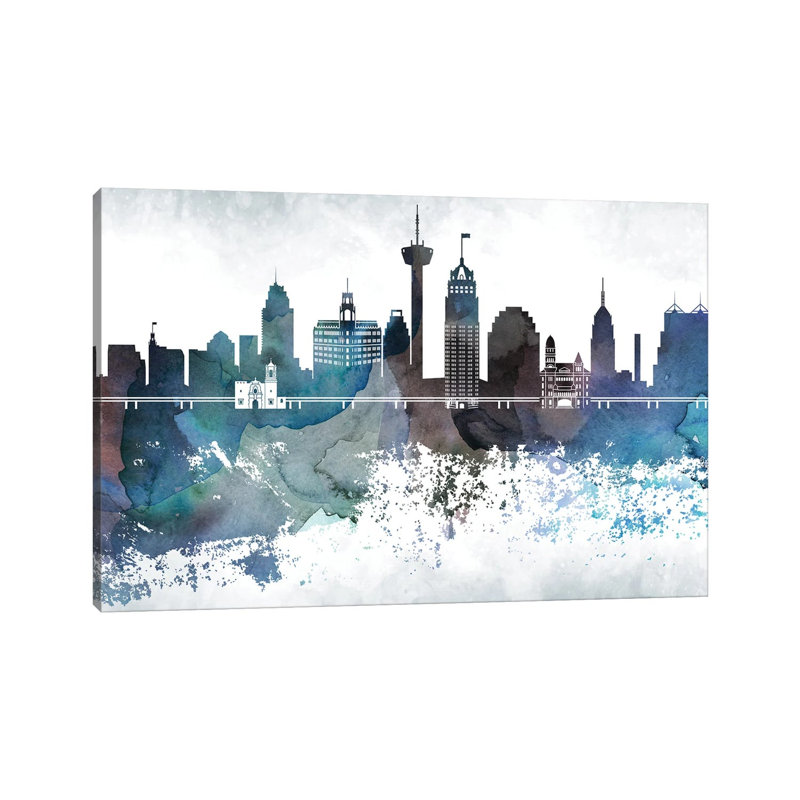 San Antonio Bluish Skylines - Wrapped Canvas Print, 66.04 cm H x 45.72 cm W