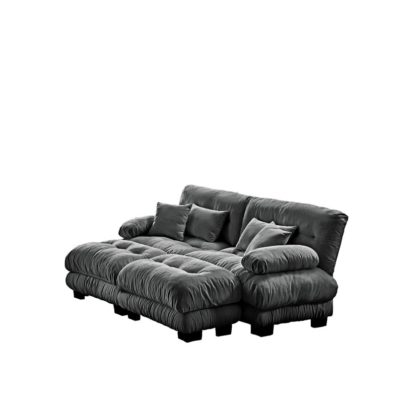 Canapé rembourré avec coussins et repose-pieds convertibles