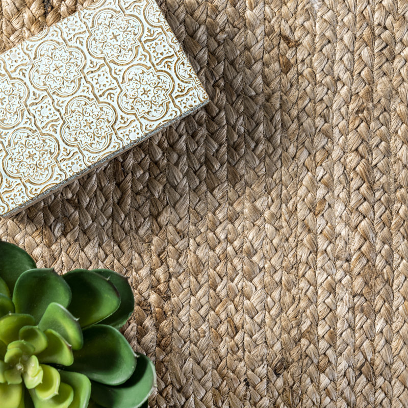 Tera Jute Area Rug for Dining Room Living Room Kitchen, Ivory, Runner 2' x 8'
