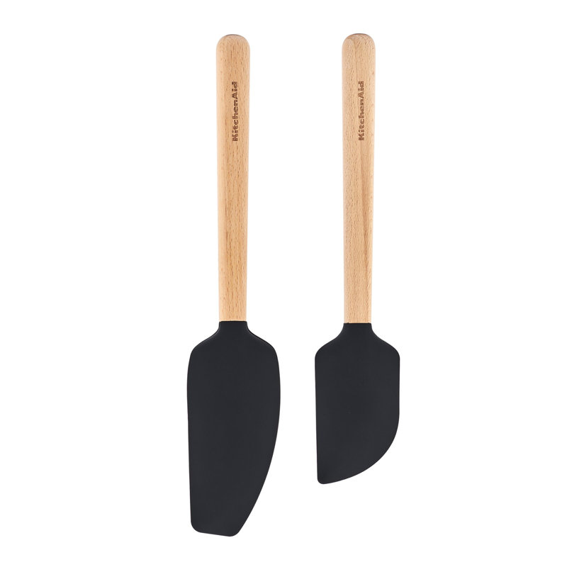 KitchenAid® 2-Piece Beechwood Spatula Set, Black