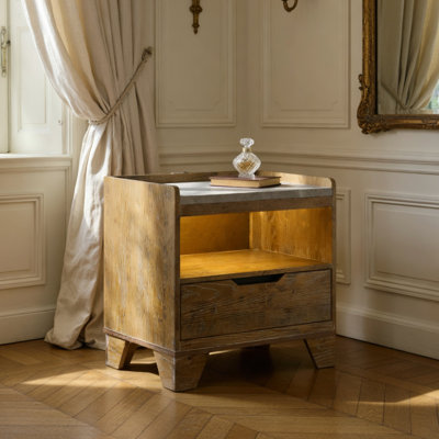 Table de chevet Garcia brun clair Aspen avec DEL et port USB