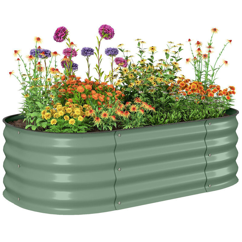 Sairah Metal Raised Garden Bed, 11.75" H x 41.25" W x 24.5" D, Light Brown