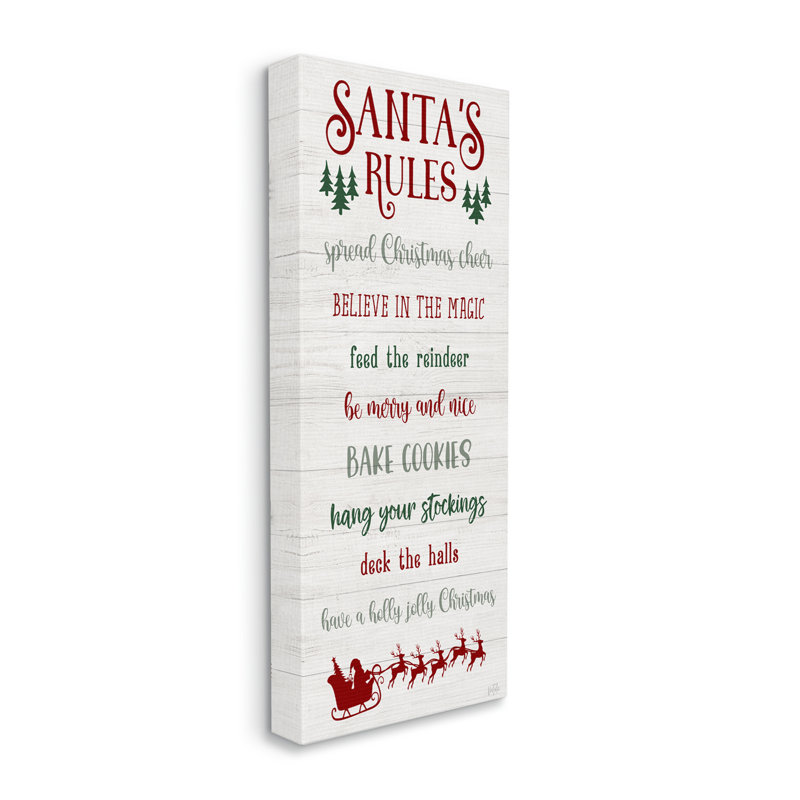 «Santa's Rules Holiday on Canvas» par Natalie Carpentieri, art textuel, H 30 po x l 13 po x P 1,5 po