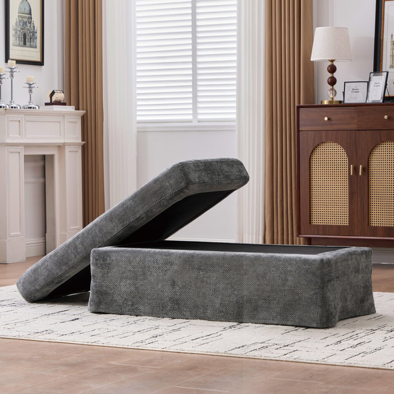 Banc de rangement rembourré avec pieds, Charcoal, Charcoal