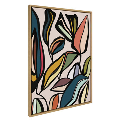 Colourful Plant Leaves Framed Canvas Wall Art