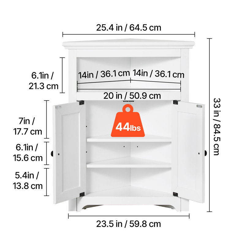 83.8cm H x 64.5cm W Corner Bookcase