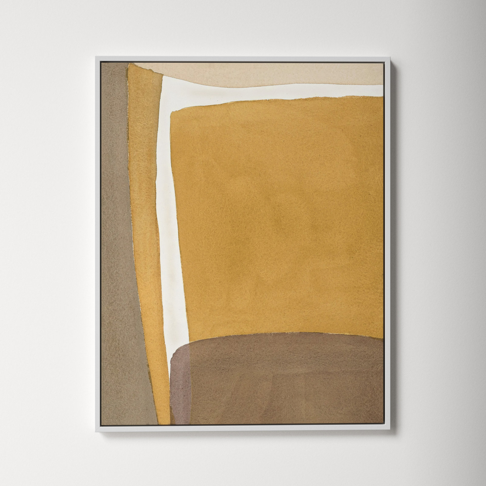 Light Ochre by Julia Balfour, White Framed Canvas, 30" H x 24" W x 1.4" D