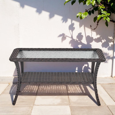 Bonia Rectangular 40'' L x 22'' W Outdoor PE Wicker Coffee Table