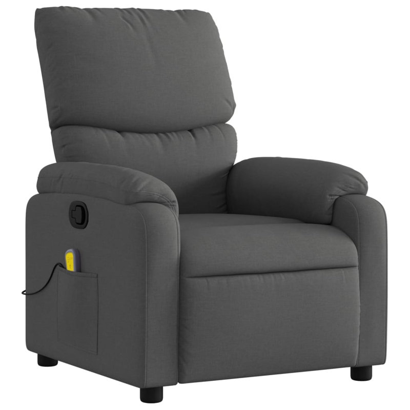 vidaXL 6-Point Massage Recliner Chair for Living Room, Adjustable Back & Footrest, Cup Holder, Dark Gray Fabric