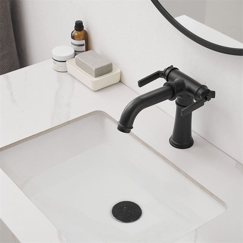 Robinet de salle de bain 1 trou avec ensemble de drain Robinet de lavabo de salle de bain à deux poignées Robinet de lavabo de salle de bain moderne en laiton avec valve