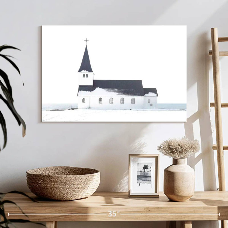 White Winter Church, H 16 po x l 24 po