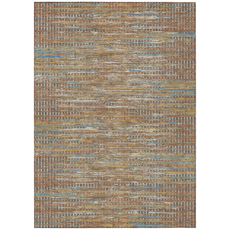Machine Washable Indoor/Outdoor Chantille ACN2642 Abstract Rug, Paprika, 5' x 7'6"