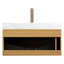 Meuble-lavabo de 36 po avec plateau en pierre frittée blanche, unité de contreplaqué flottant avec grille ultra-mince, capteur à détection de mouvement à tiroir, comptoir de meuble-lavabo pré-assemblé, lavabo sous-comptoir en céramique, grille