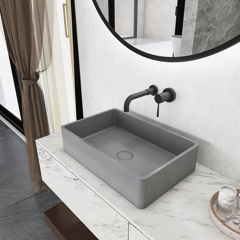Vessel Rectangular Modern Bathroom Sink, Gray