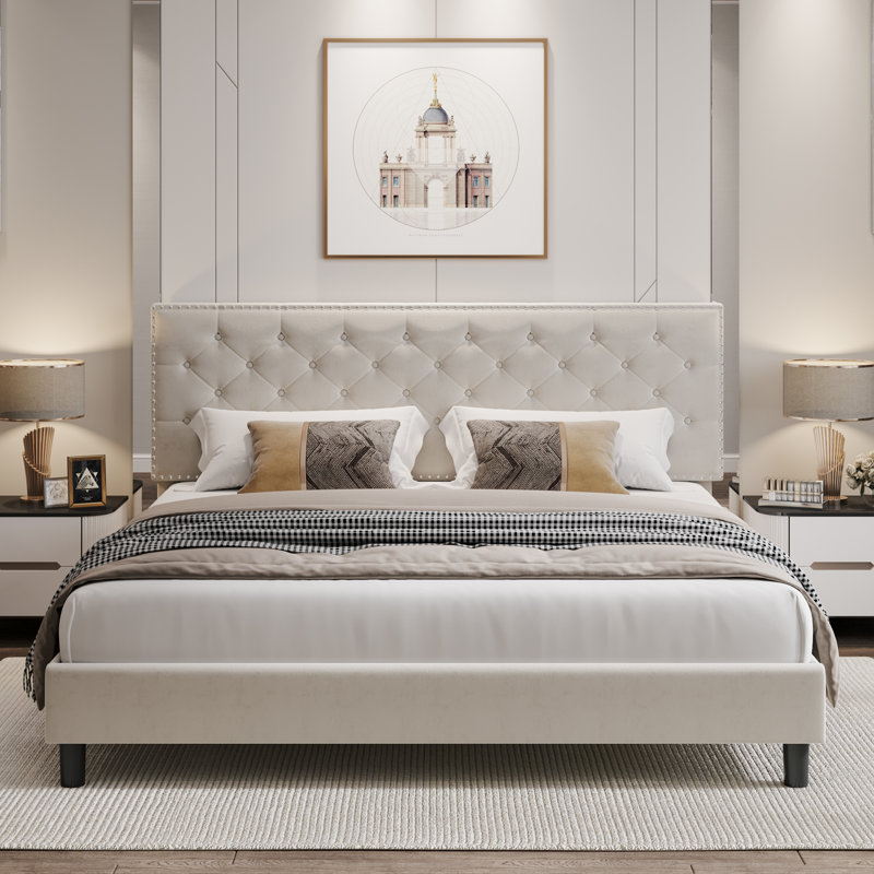 Latitude Run Emanuell Velvet Tufted Bed Frame | Wayfair