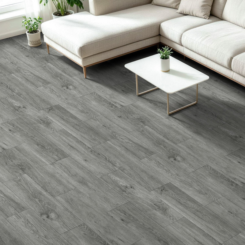 Ensemble de 24 carreaux de sol en vinyle 6 pi x 24 po Click-Lock Luxury, Ash