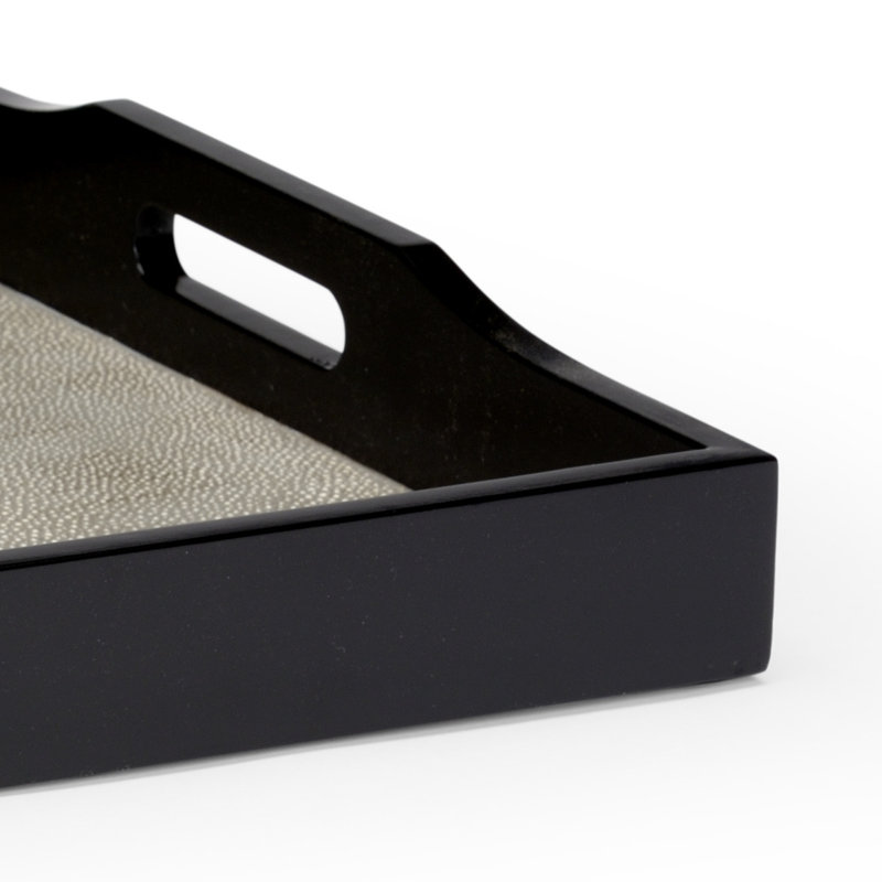 Solid Wood Decorative Tray, Antique Silver Leaf, 2.5" H x 17.5" W x 22" L