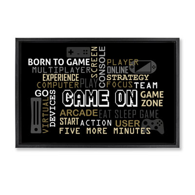 Cadre flottant typographique Game On Gamer, design par Kim Allen