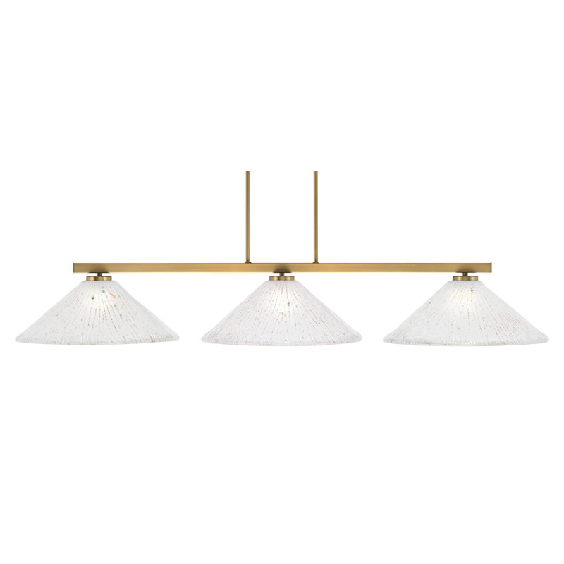 Bremer 3 Light Bar Shown With 16" Glass, Frosted Crystal, New Age Brass