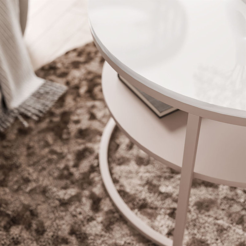 Frame Coffee Table with Storage, White Gloss