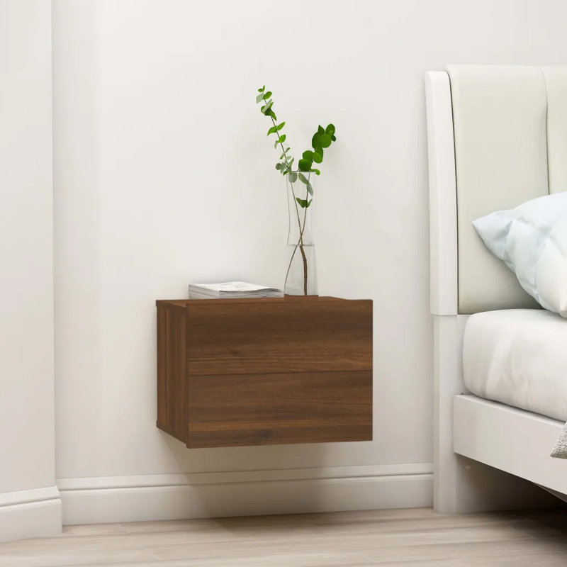Aumiller 40cm W Manufactured Wood Bedside Table, 2, Black Oak