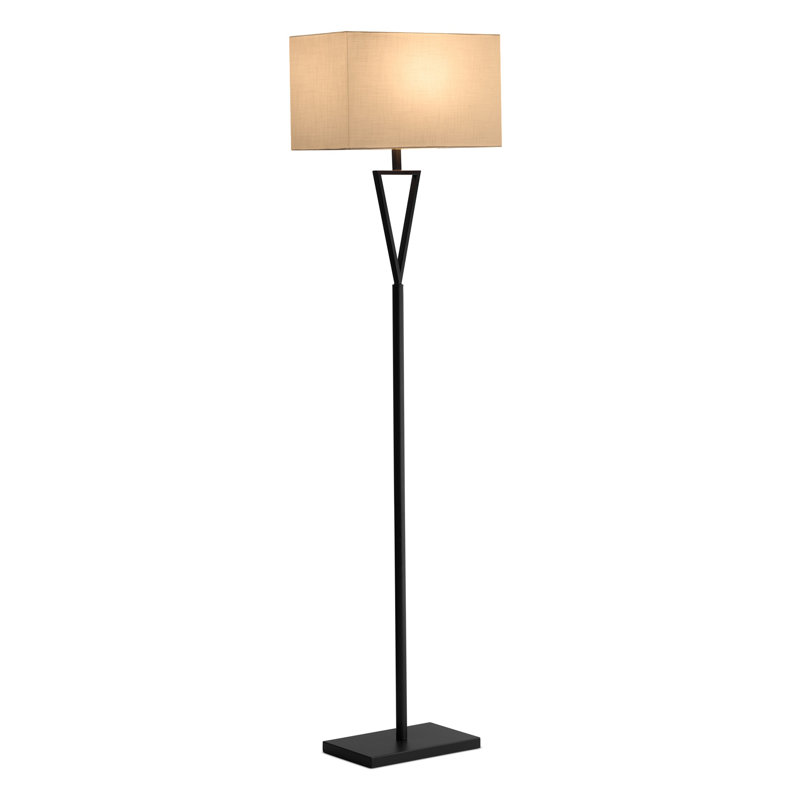 Sevastian 157cm Rectangle Slimline Floor Lamp, Ivory/White, Powder Coated