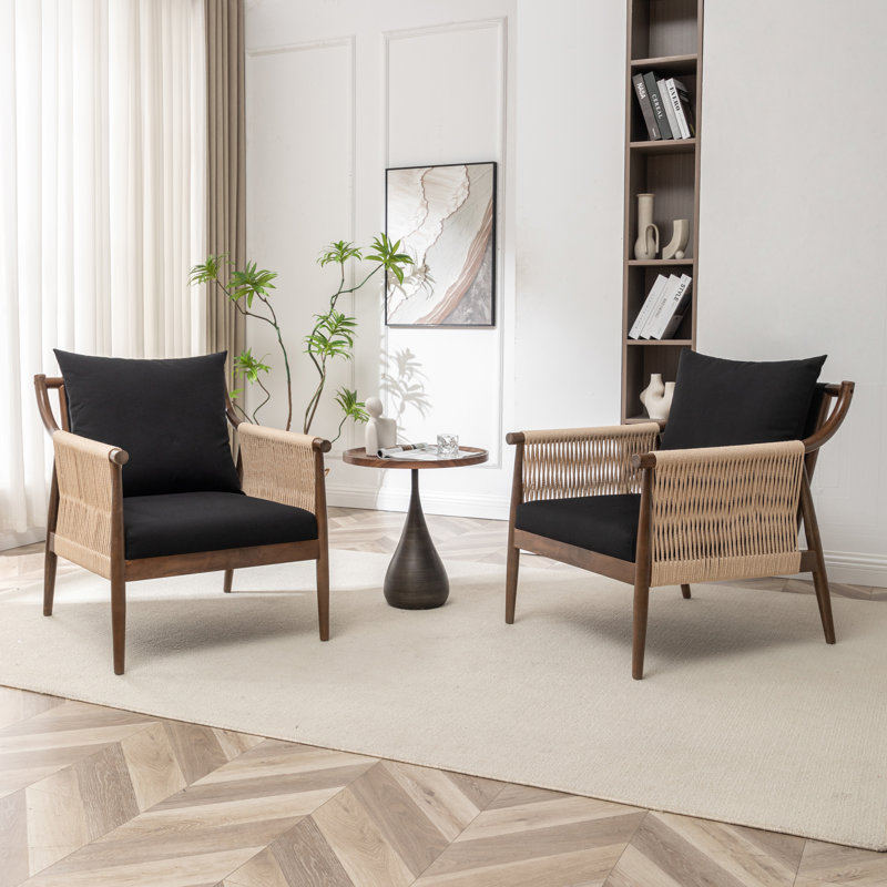 Cofield Upholstered Solid Wood Accent Chair, Black