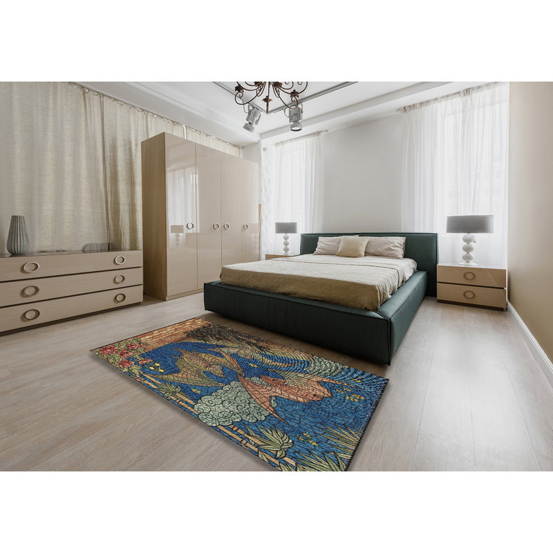 Tapis bleu / brun, Rectangle 5 pi x 7 pi