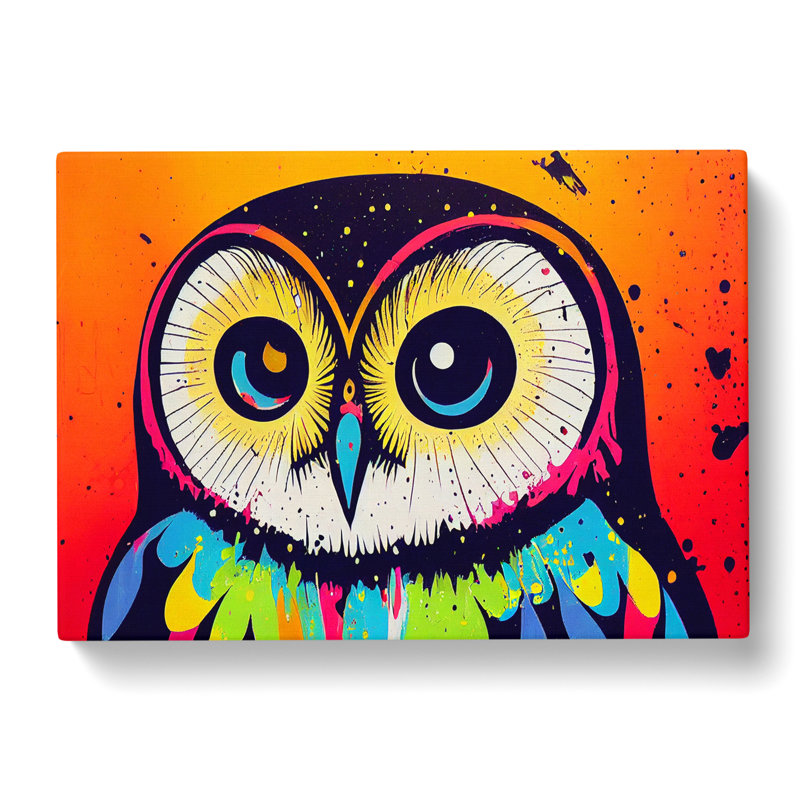 Painted Barn Owl Abstract - Wrapped Canvas, 40cm H x 60cm W x 3cm D