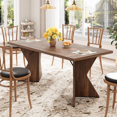 71" Rustic Farmhouse Dining Table for 6-8, Large Wooden Table with Heavy Duty Legs, Kitchen Table