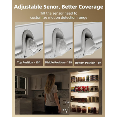 Luminaire sous-armoire sans fil 15 po avec capteur rotatif (ensemble de 3)