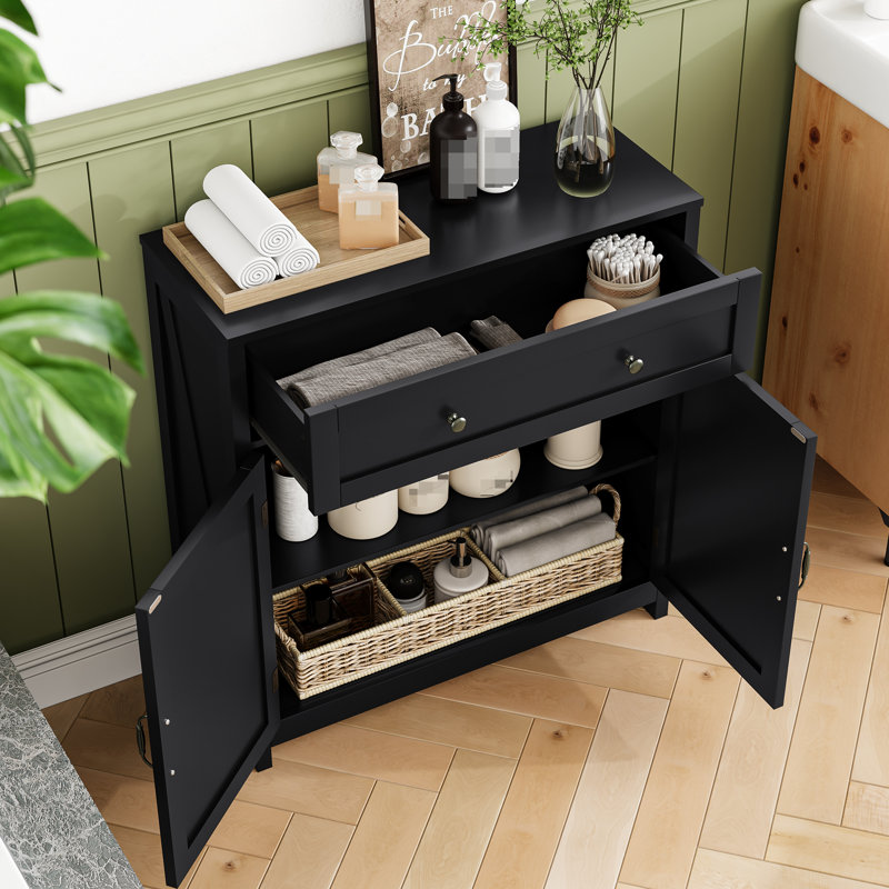 Buffet Cabinet For Kitchen With Adjustable Shelf And Drawer, Black Color Dining Room Drawer In Style