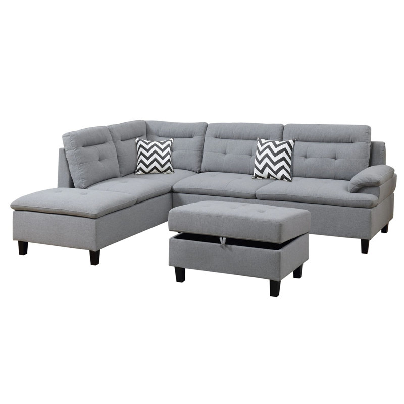 Safarov 2 - Piece Upholstered Sectional, Gray Velvet