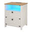 Table de chevet pour chambre à coucher avec station de charge et lumière DEL, table de chevet avec 2 tiroirs et rangement ouvert, blanc rétro rustique