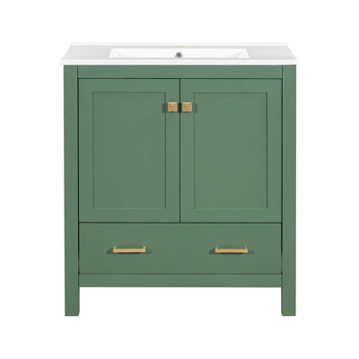 Meuble-lavabo double 60 po - Armoire fonctionnelle avec lavabos en céramique pour salle de bain spacieuse