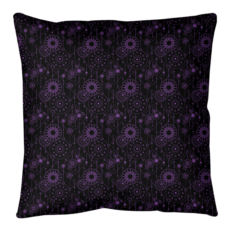 Place de l'astrologie Katelyn Elizabeth, 16 po x 16 po, Noir/mauve, Duvet alternatif