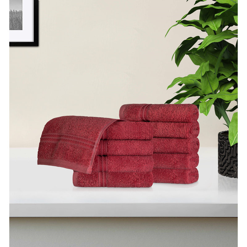 Blocton 100% Long Staple Combed Cotton Face Towel Set (Set of 10), Burgundy