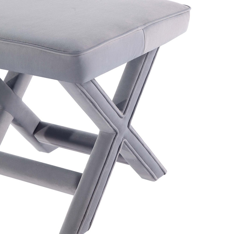 Banc rembourré Abigail Mid-Century, Gris