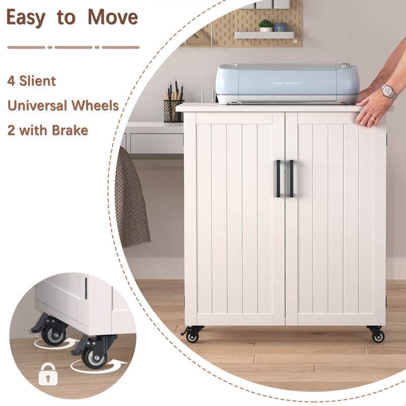 31.6'' x 15.8'' Crafting Storage Cabinet with Wheels