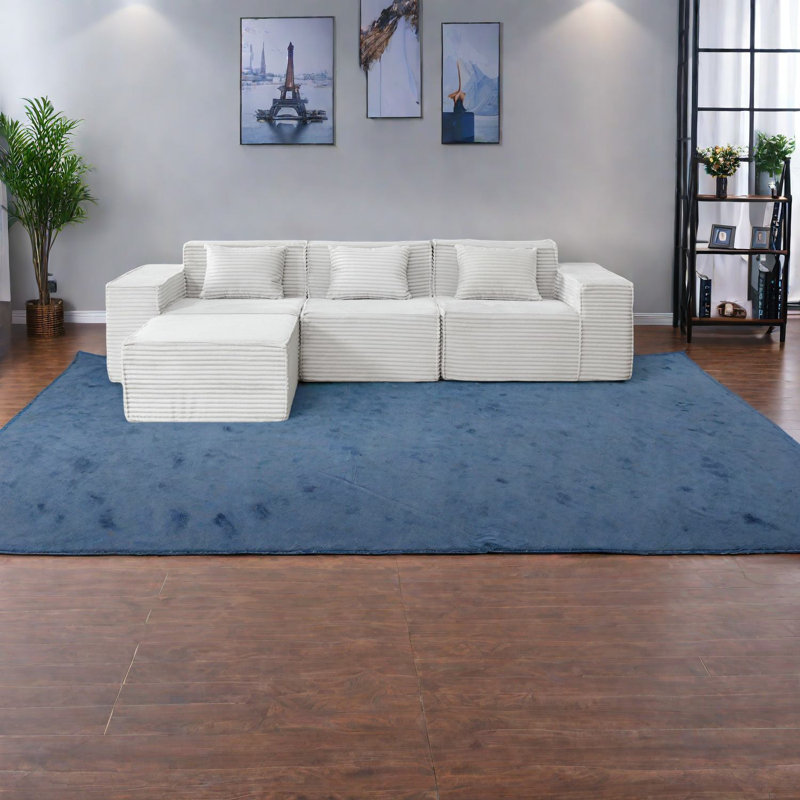 Canapé modulaire 3 places moderne en tissu de velours côtelé moderne