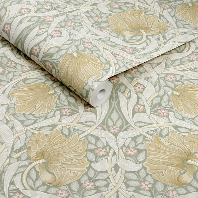 William Morris Pimpernel Ocean Wallpaper, Green