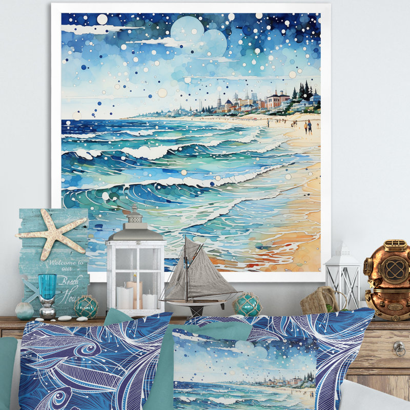 Photo de plage Sandy Serenade IV, H 24 po x l 24 po x P 1 po, Cadre simple blanc