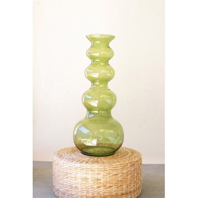 LARGE GLASS BUBBLE VASE - GREEN