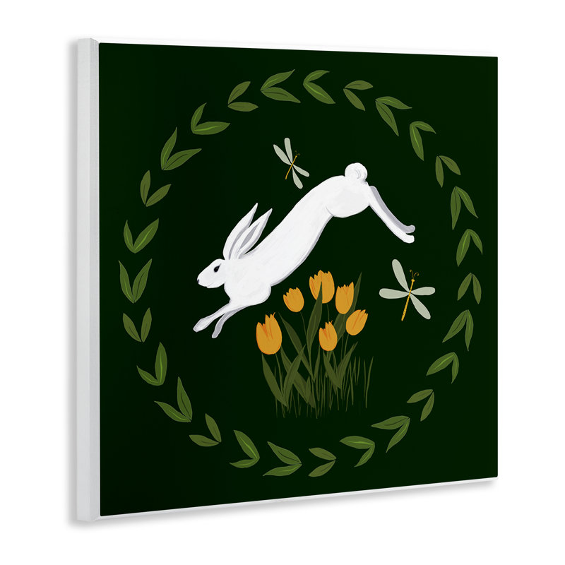  Bunny Hopping in Wreath Wall Plaque Art by Michelle Ingari Designs