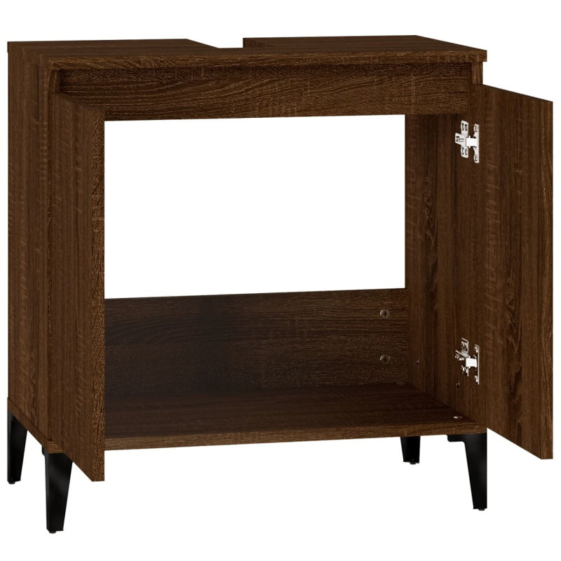 58mm Single Bathroom Vanity with Basin, Brown Oak 